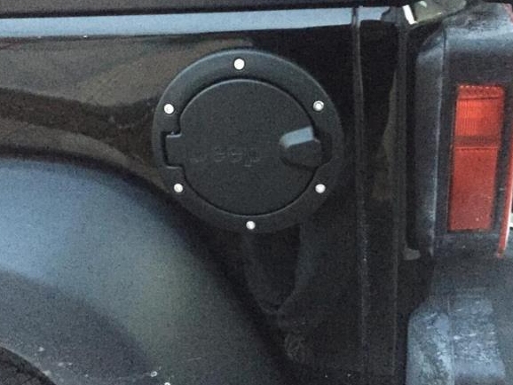 Mopar Jeep Wrangler Fuel Door with Jeep Logo; Satin Black J106916