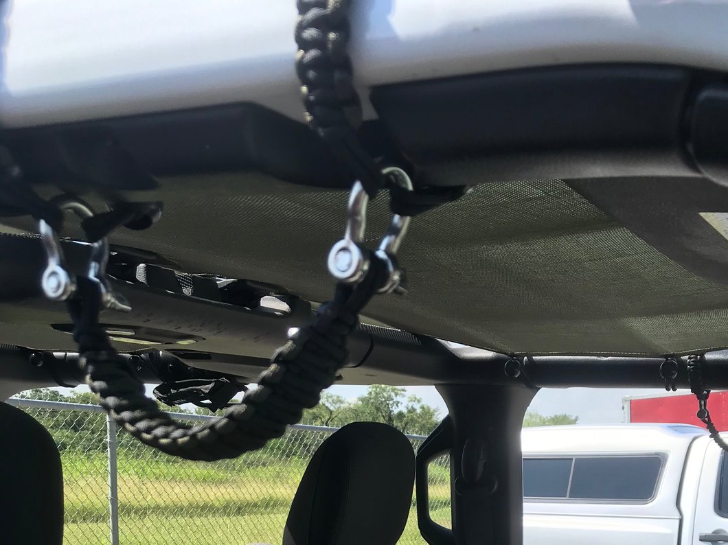 RedRock Front Rollbar Paracord Grab Handles with DRings; Black and OD