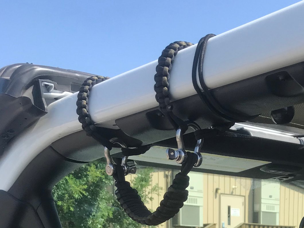 RedRock Front Rollbar Paracord Grab Handles with DRings; Black and OD