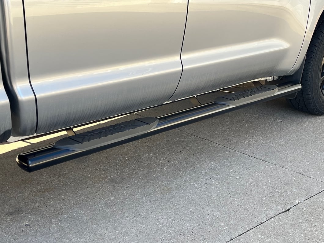 RedRock 5Inch Oval Straight End Side Step Bars; Black (0721 Tundra