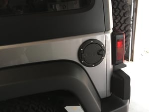 Mopar Jeep Wrangler Fuel Door with Jeep Logo; Satin Black J106916