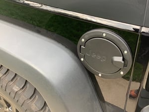 Mopar Jeep Wrangler Fuel Door with Jeep Logo; Satin Black J106916