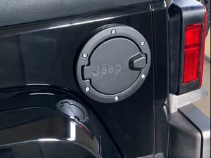 Mopar Jeep Wrangler Fuel Door with Jeep Logo; Satin Black J106916