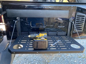 Rough Country Folding Tailgate Table For Jeep Wrangler JK (2007-2018) - Black, Holds 75 Lbs