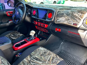 AUXITO Interior Liner Pad Set For 2016-2022 Toyota Tacoma Double Cab – Red Console & Door Pocket Inserts (18 Pieces)
